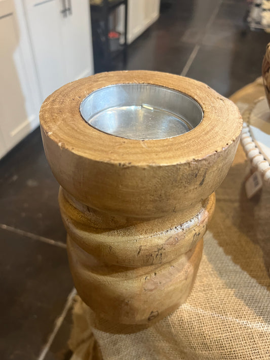 7.28-inch Wooden Candle Holder