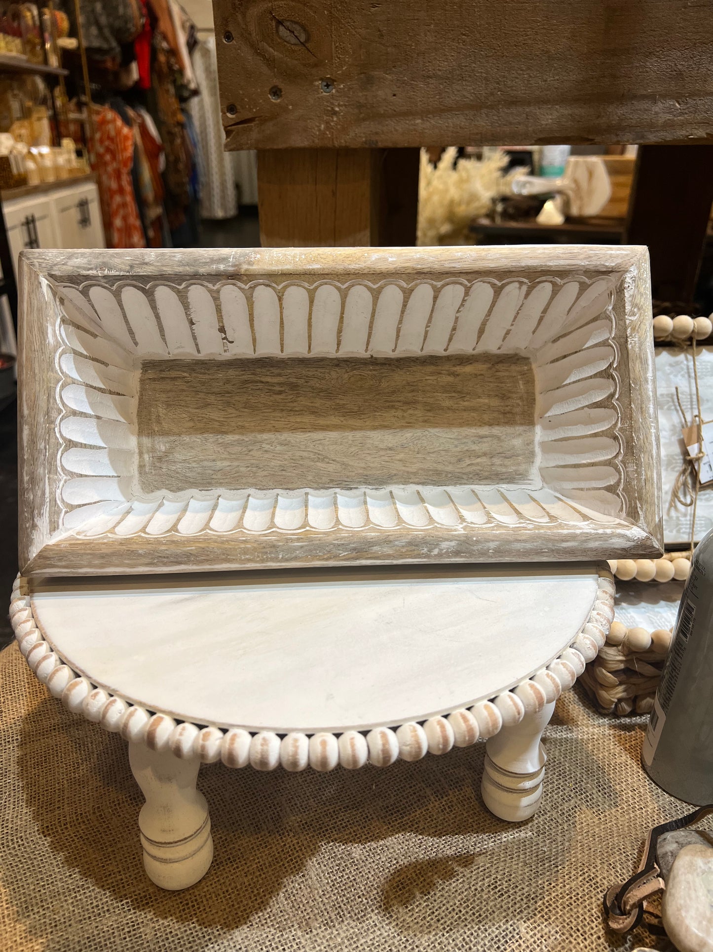 Whitewash Wooden Tray/Bowl.