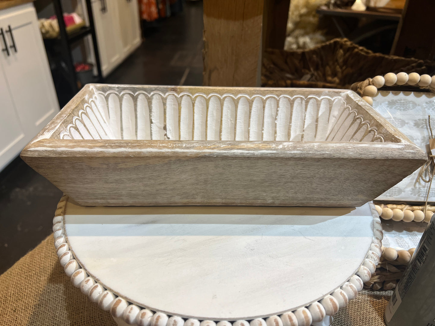 Whitewash Wooden Tray/Bowl.