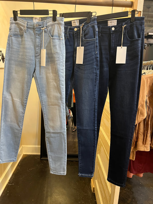 Skinny jeans in assorted washes.
