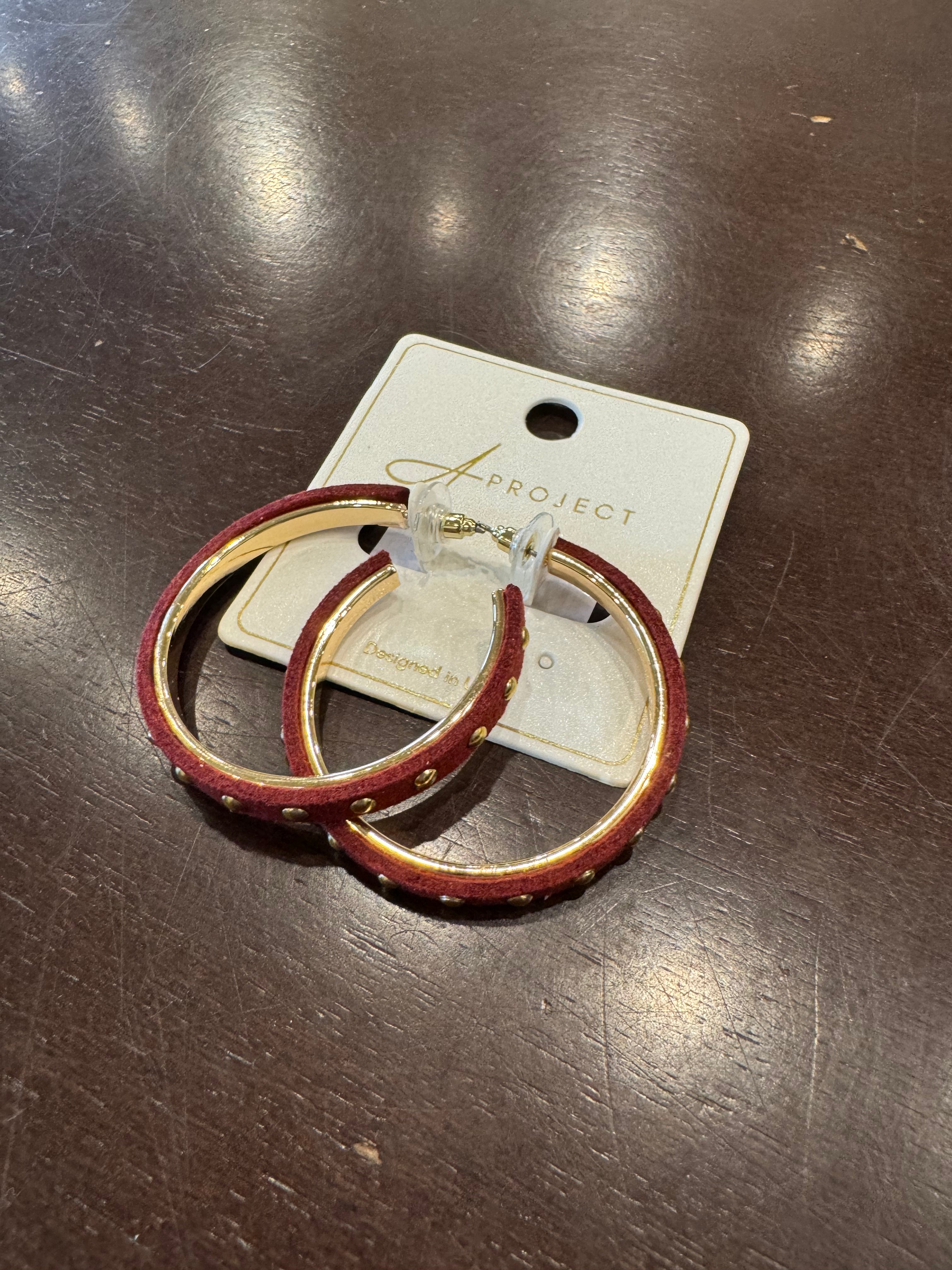 Dot Station Leather Hoop Earrings