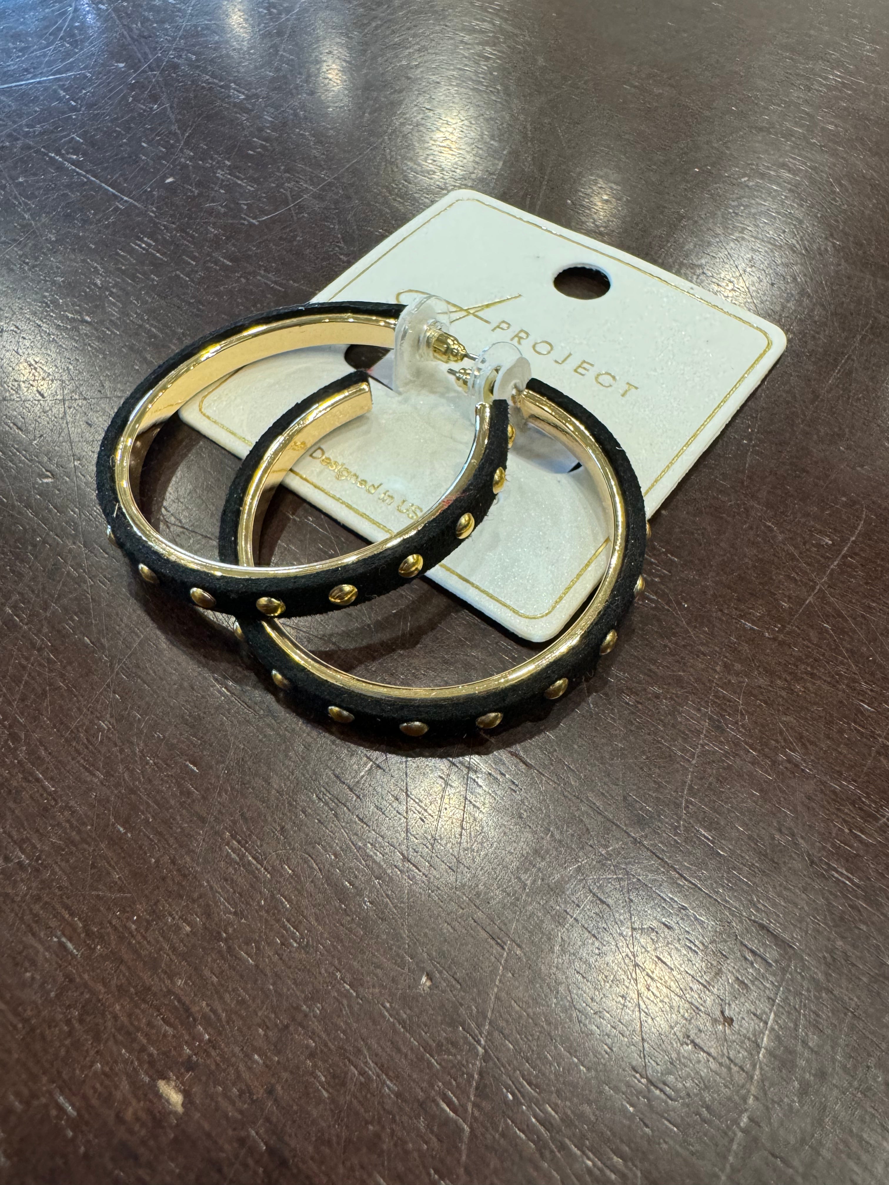 Dot Station Leather Hoop Earrings