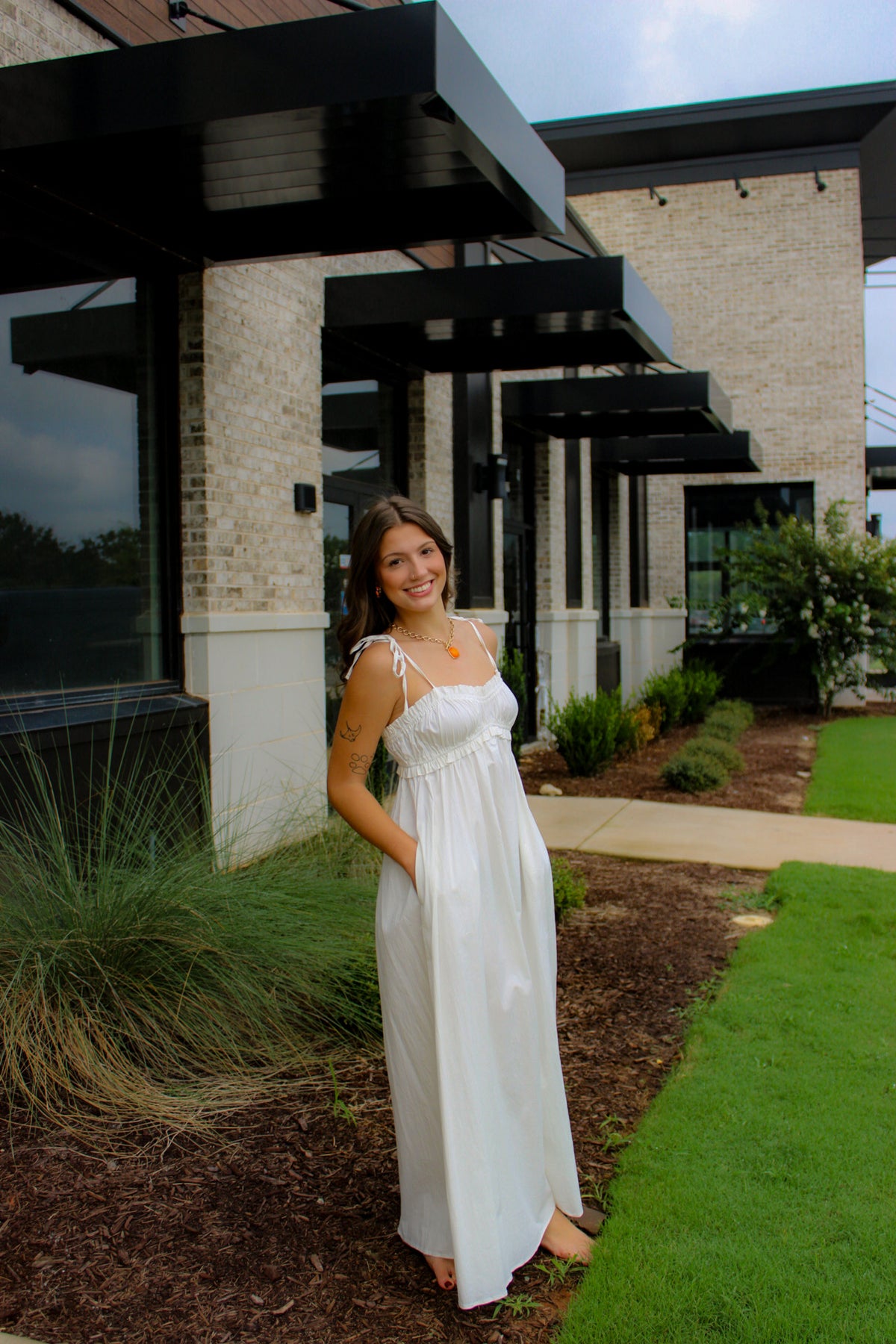 Smocked Bodice Cotton Maxi Dress