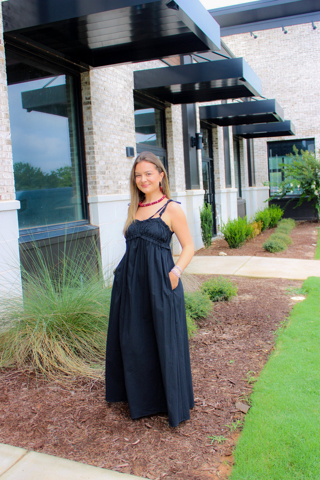 Smocked Bodice Cotton Maxi Dress