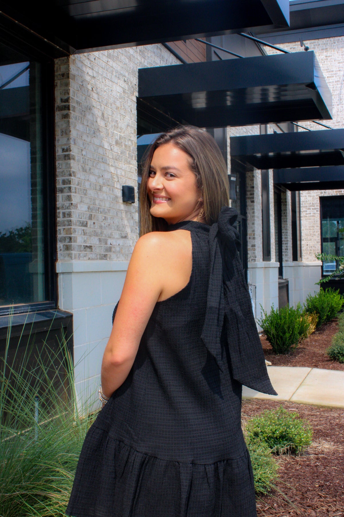 Bow Neck Halter Mini Dress