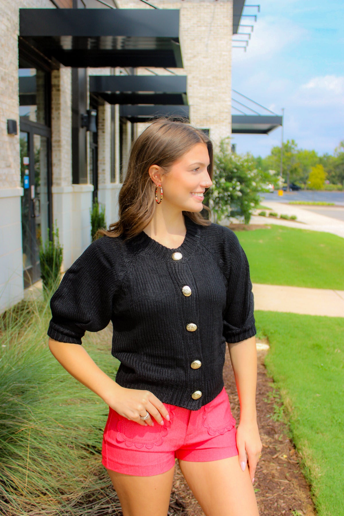 Puff Sleeve Sweater Cardigan