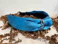 Sky blue satin headand.