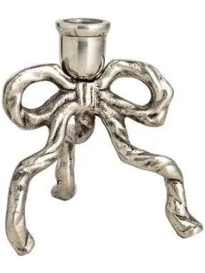 Silver Bow Candle Holder