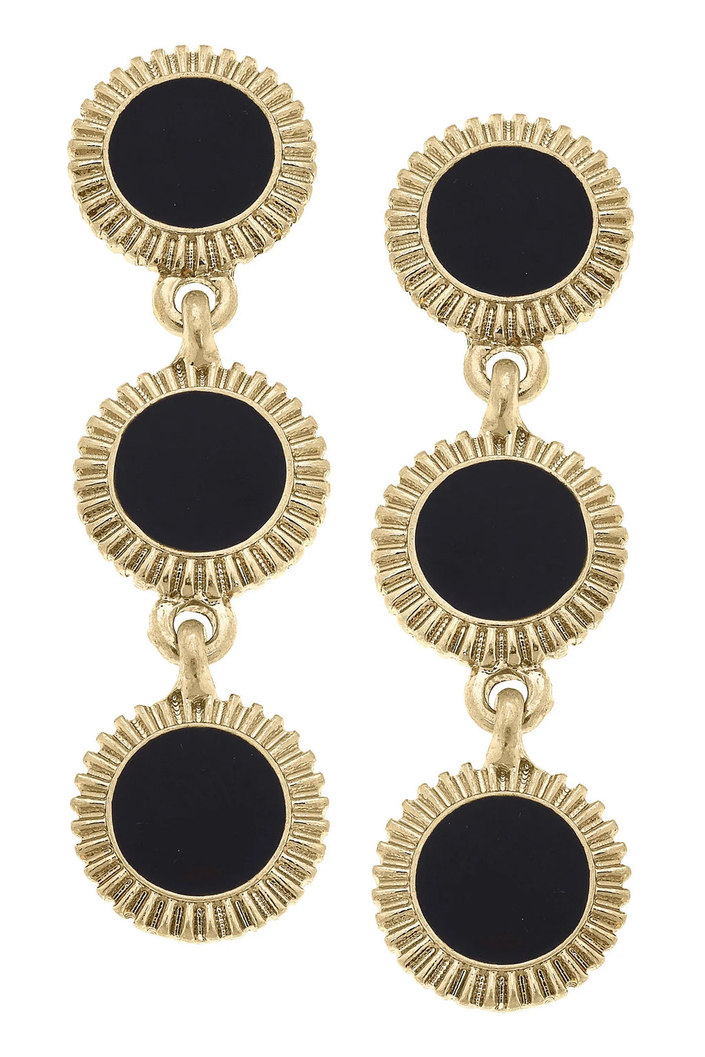 Mary Brian Fluted Enamel Disc Earrings