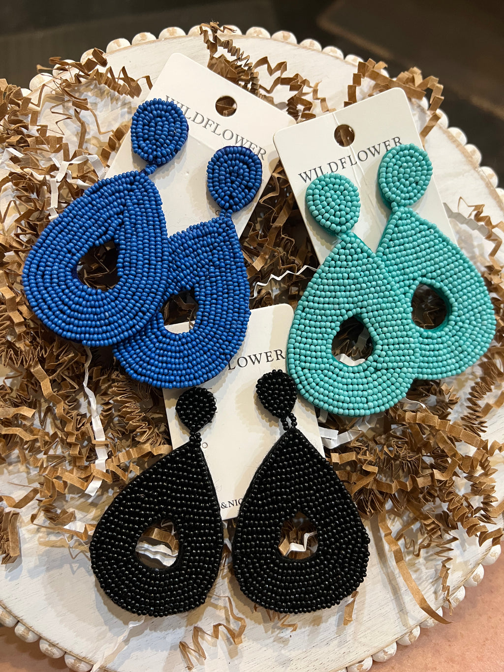 Assorted Beaded Teardrop Earrings.