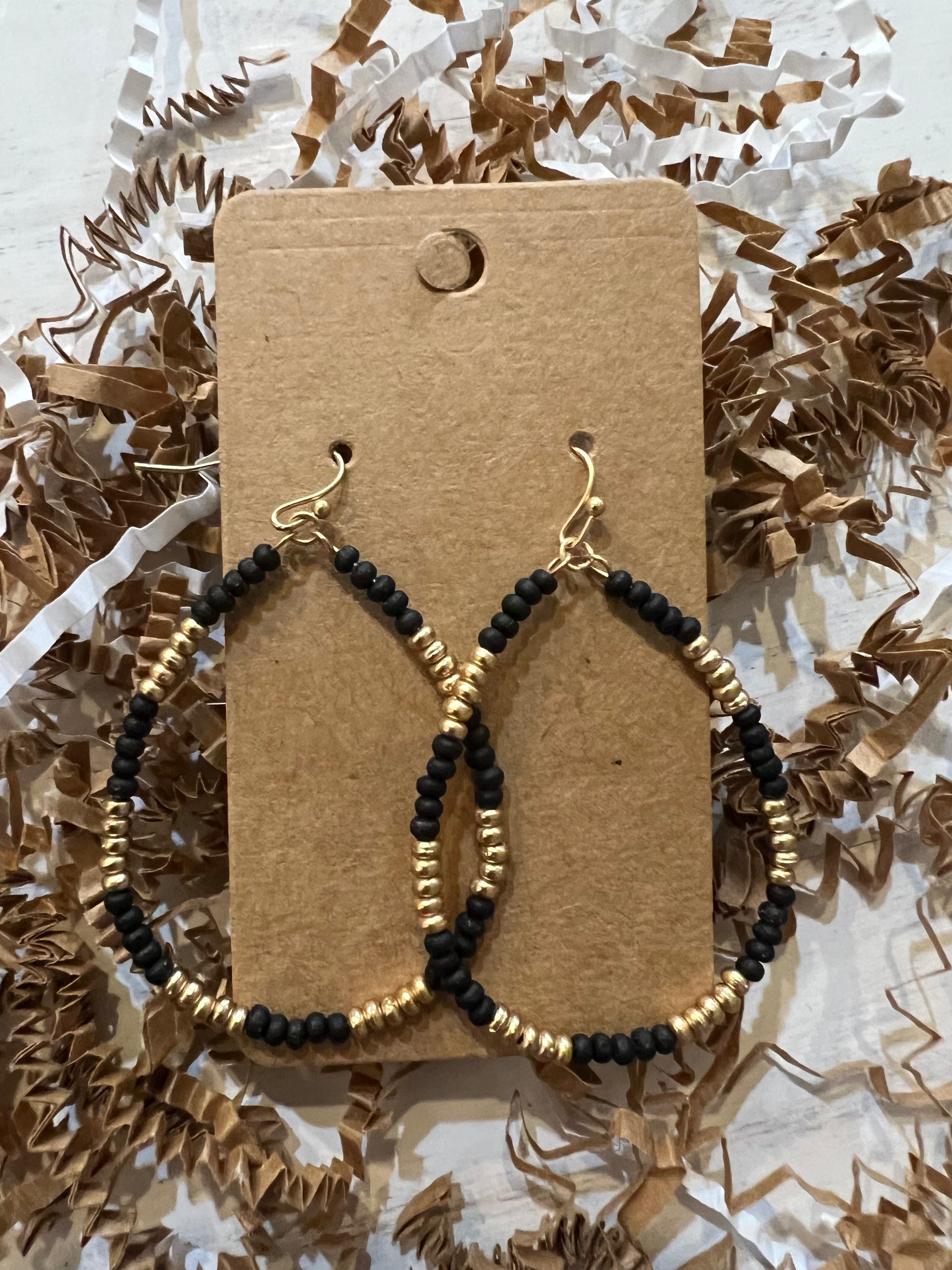 Teardrop Beaded Dangle Earrings.