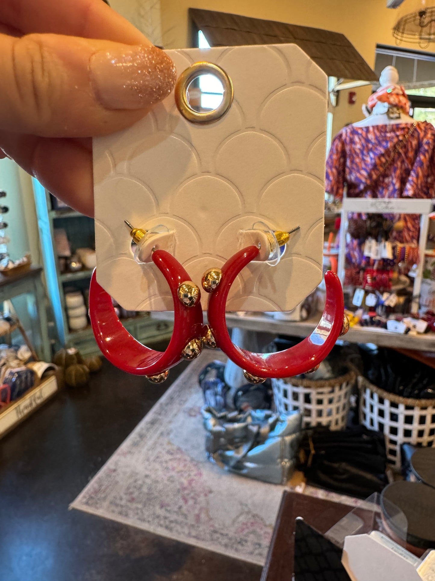 Gold Dotted Hoop Earrings