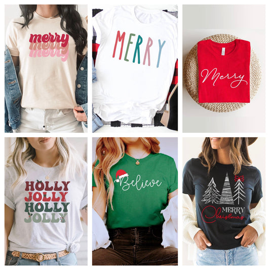 Assorted Christmas Graphic T-Shirts.
