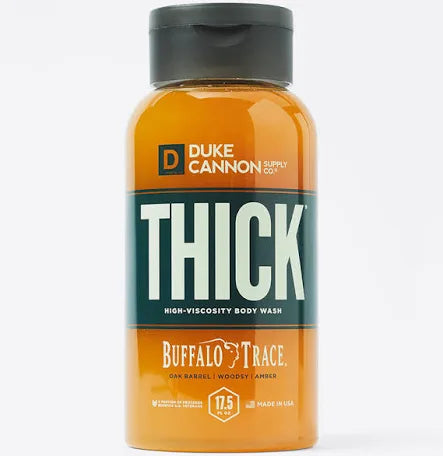 Duke Cannon Supply Co. "Thick" body wash made with Buffalo Trace.