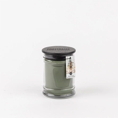 Green "Festive Frasier" 8 oz. holiday jar candle.