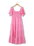 SS Textured Maxi Puff Sleeve Dress