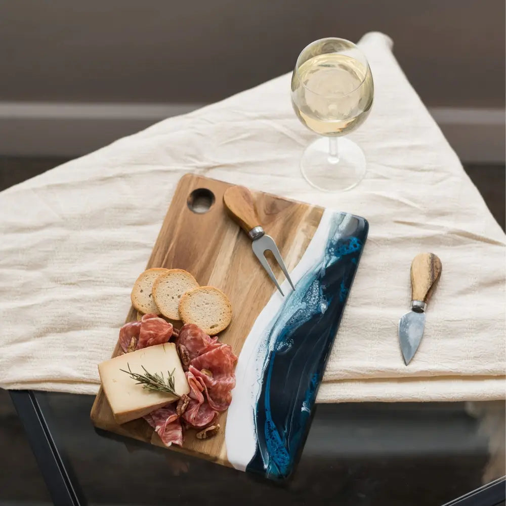 Square sapphire sky marble dipped board.