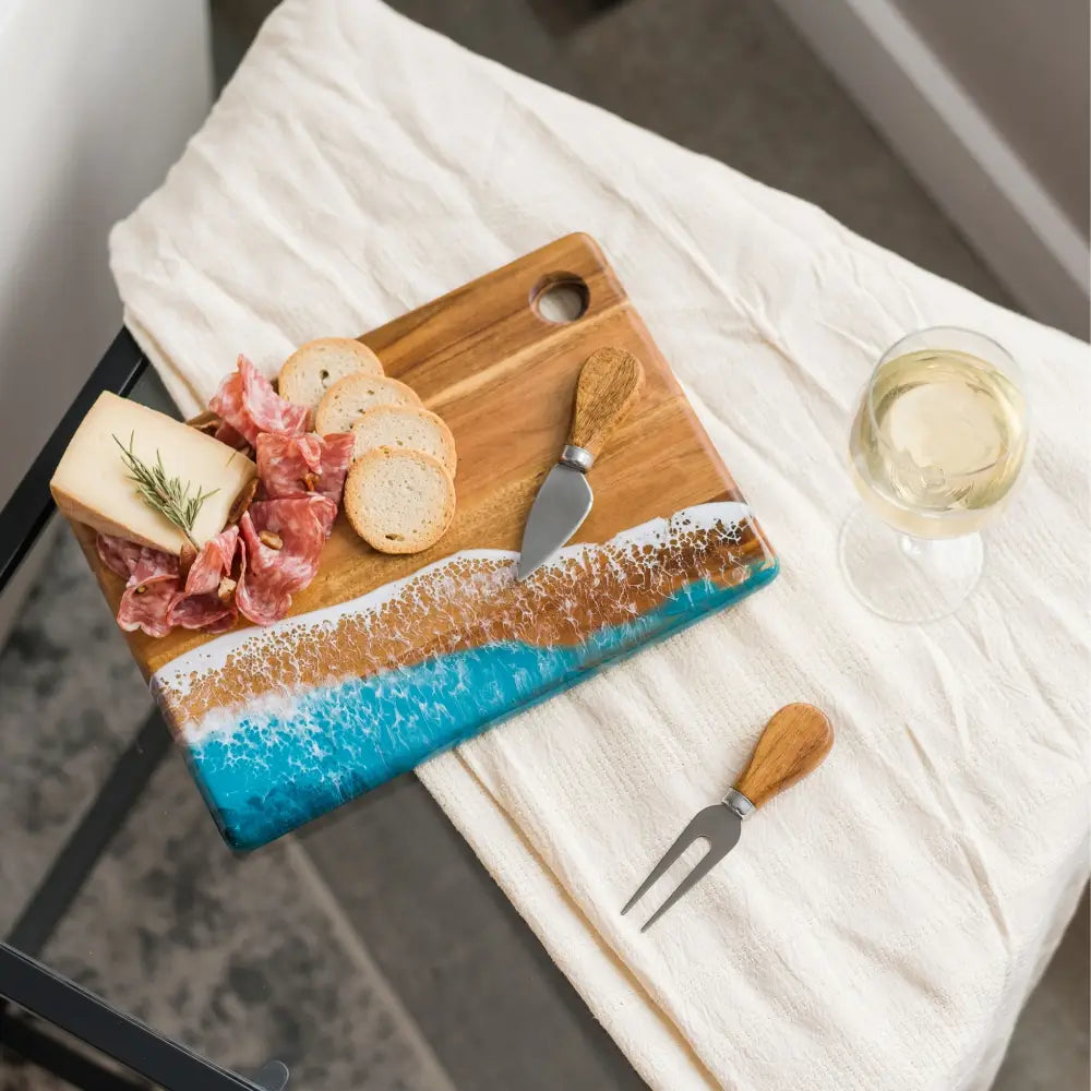 Square Caribbean blue marble dipped board.