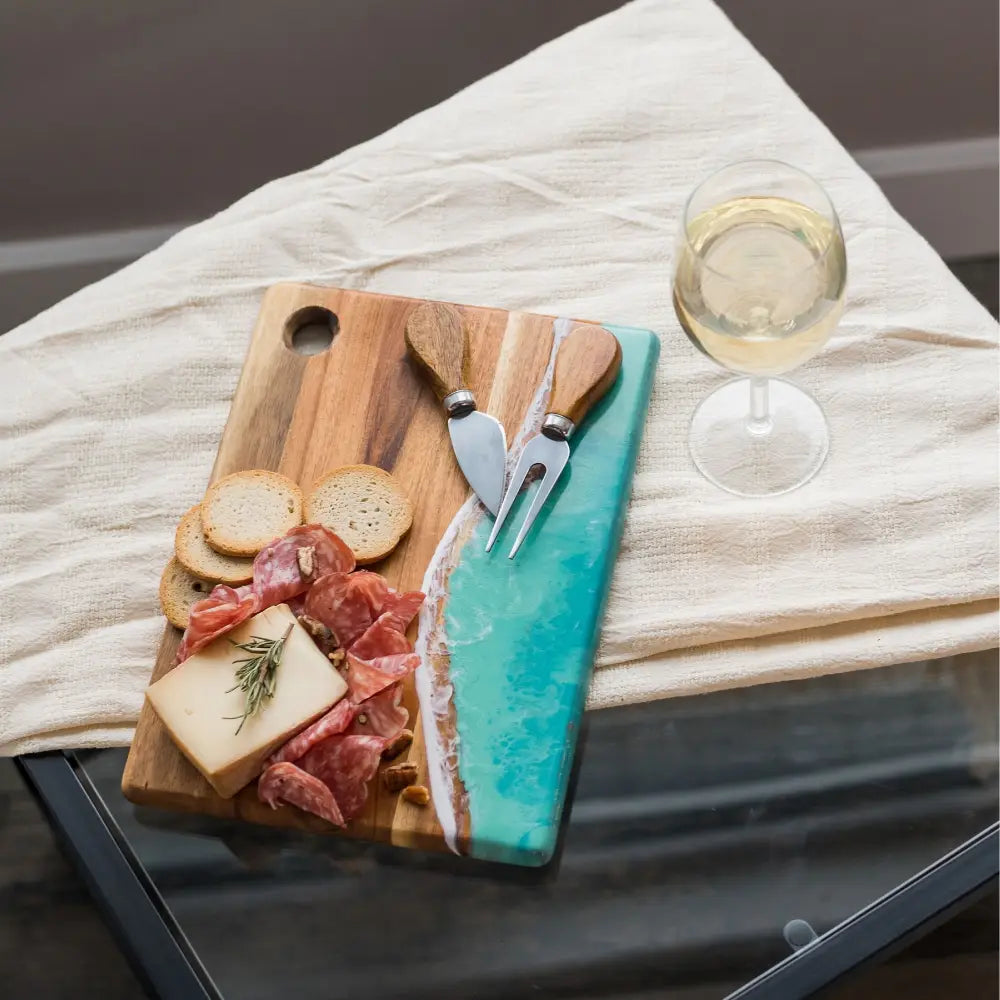 Square Caribbean blue marble dipped board.