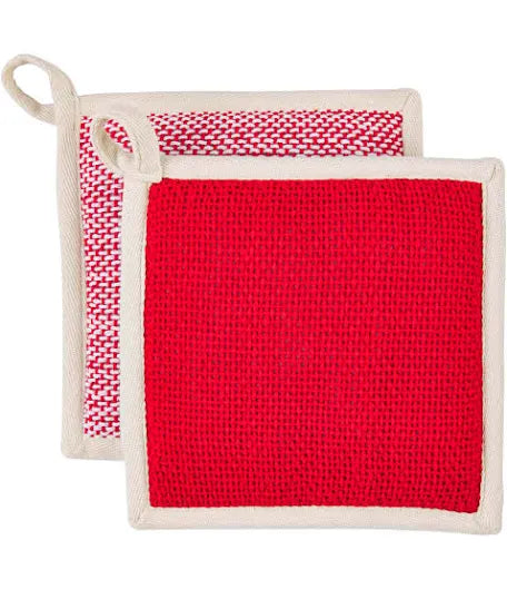 Red Woven Potholder Set.