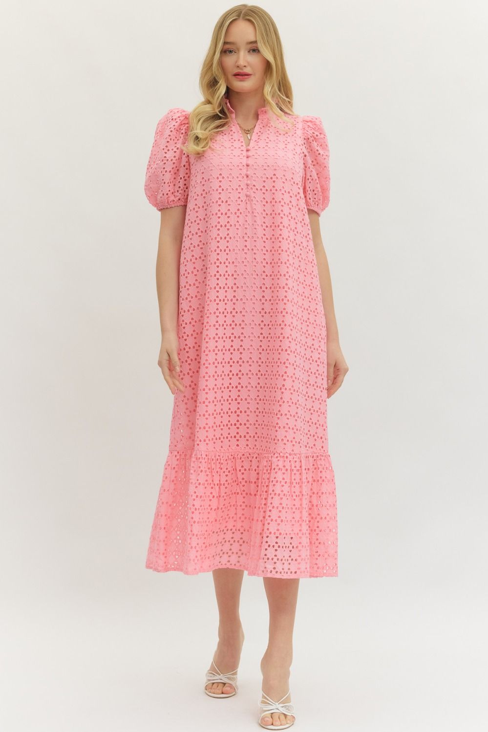 Eyelet Puff Sleeve Maxi