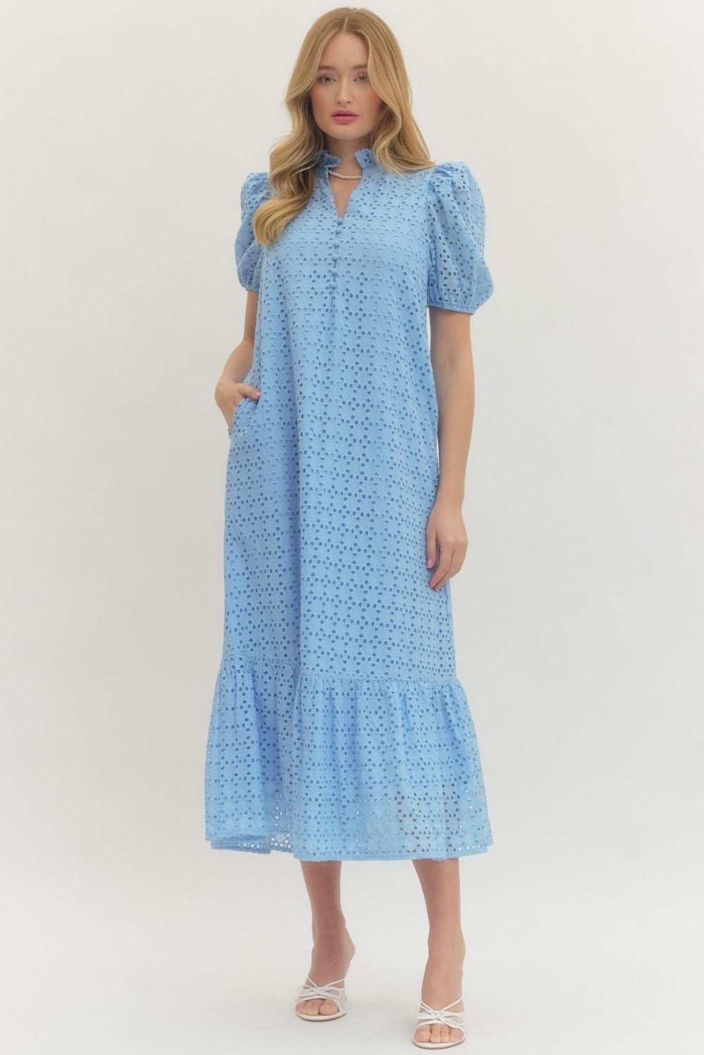 Eyelet Puff Sleeve Maxi