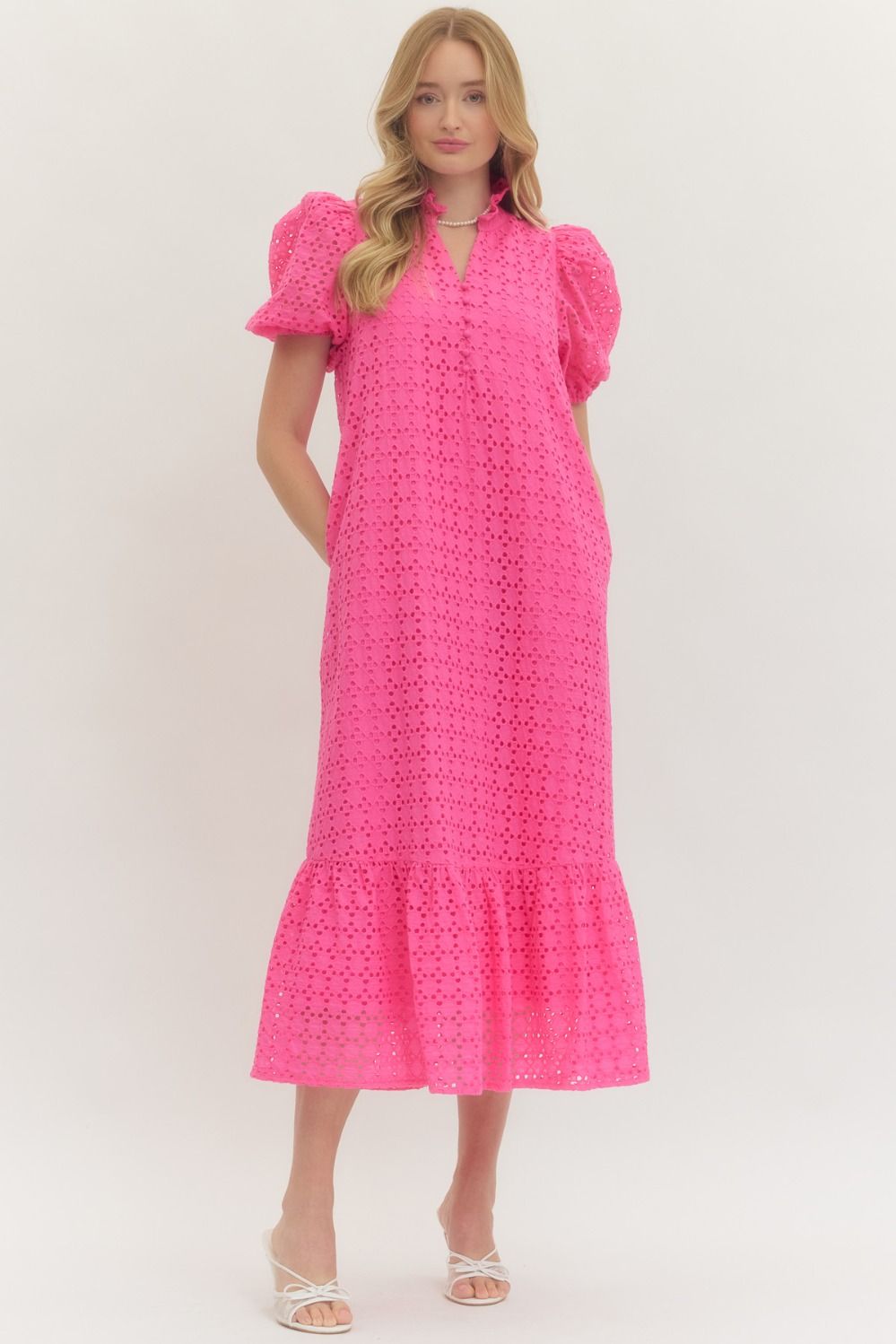Eyelet Puff Sleeve Maxi