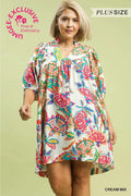 Abstract Print Puff Sleeve Babydoll Dress