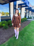Smocked Bishop Sleeve Tiered Mini Dress