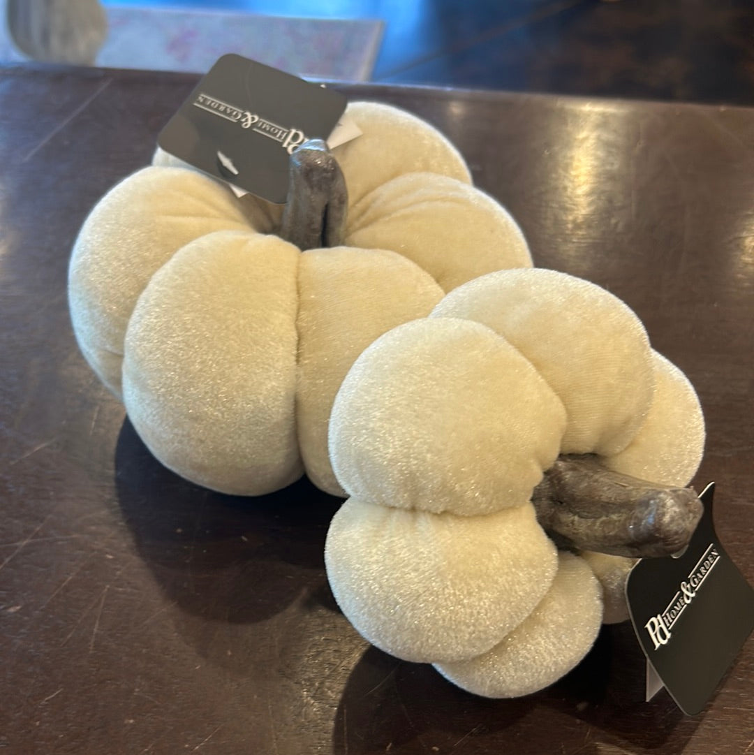7” Ivory Velvet Pumpkin