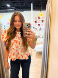 Lobster print puff sleeve top