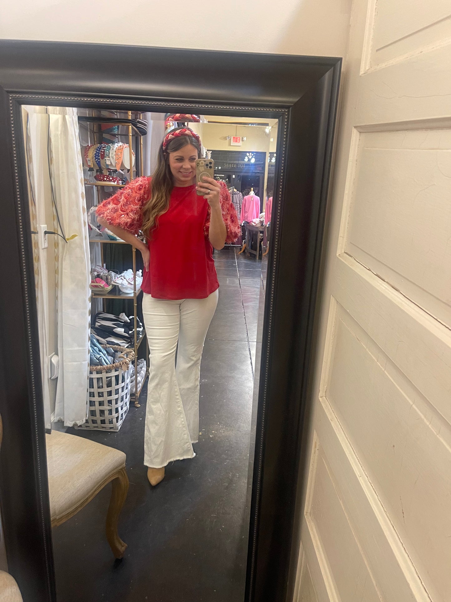 Soft Round Neck w/ Fringed Sequin Sleeve