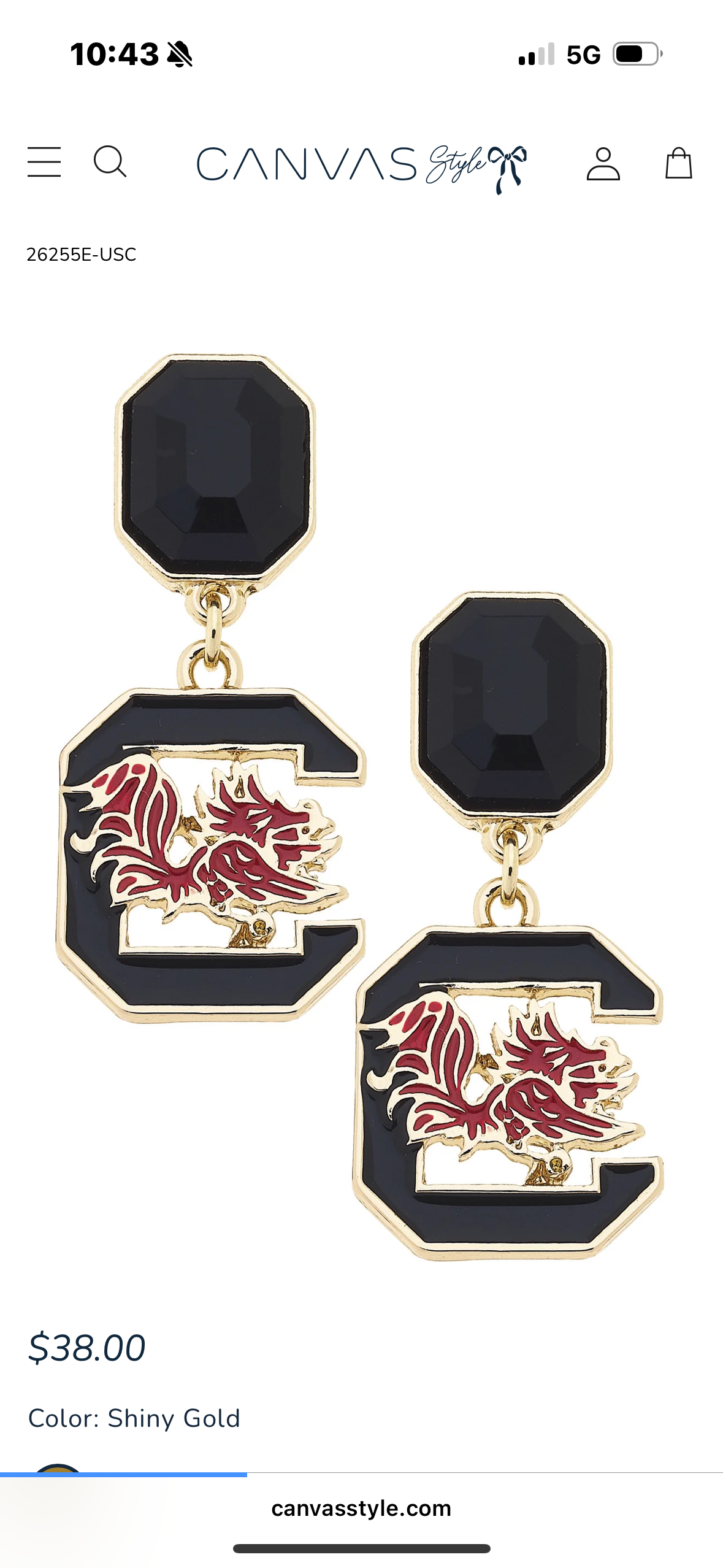 South Carolina Gamecocks Rhinestone Earrings
