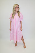 Striped Collared Midi Dress