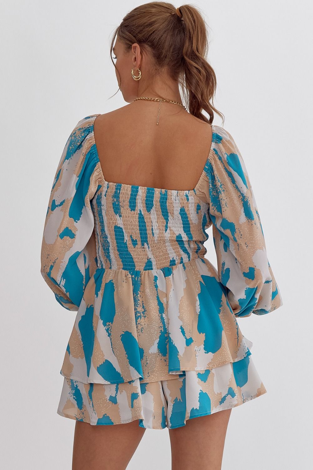 Abstract Color Tiered Romper