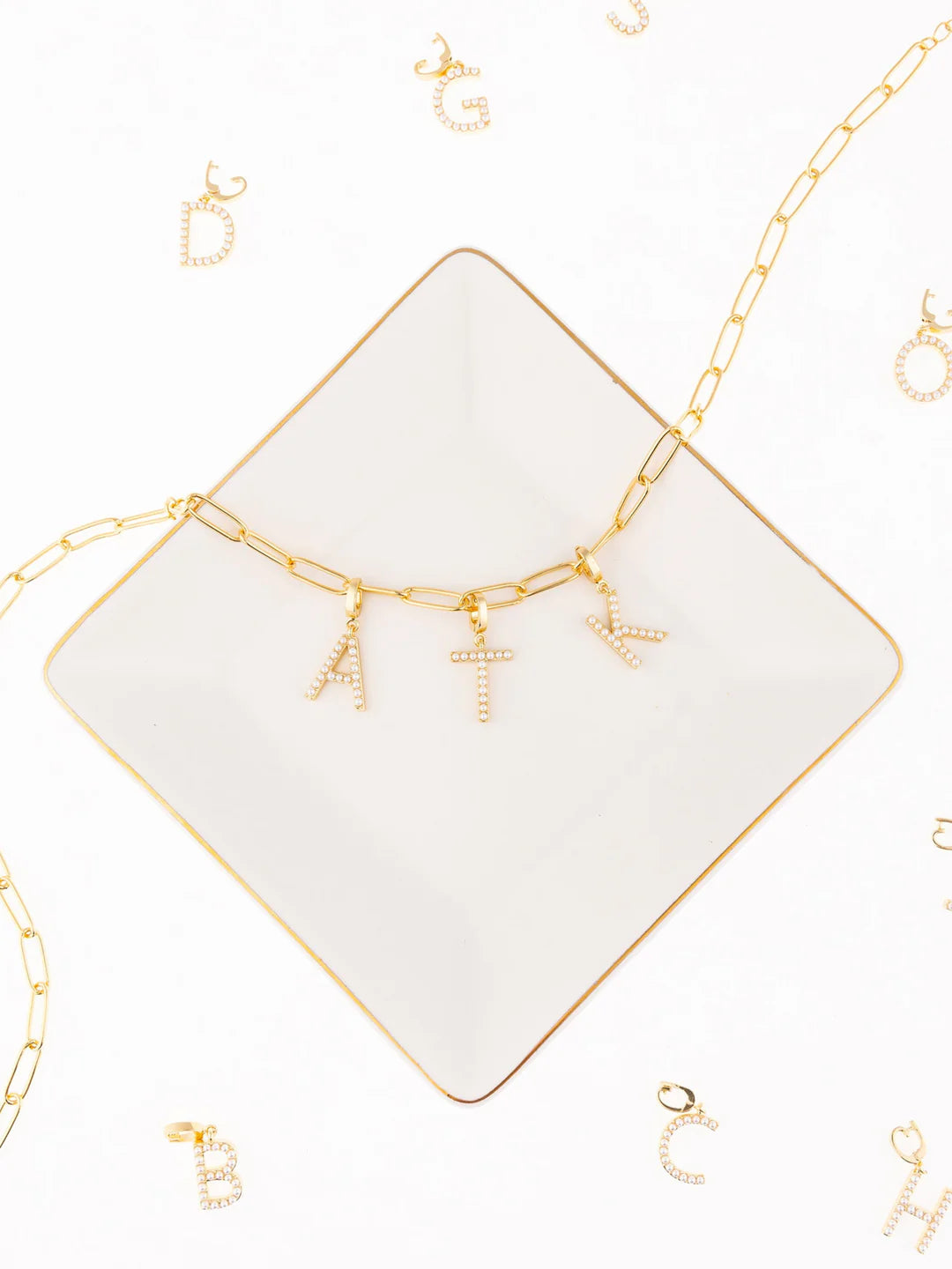 Avery Initial charm-Pearl