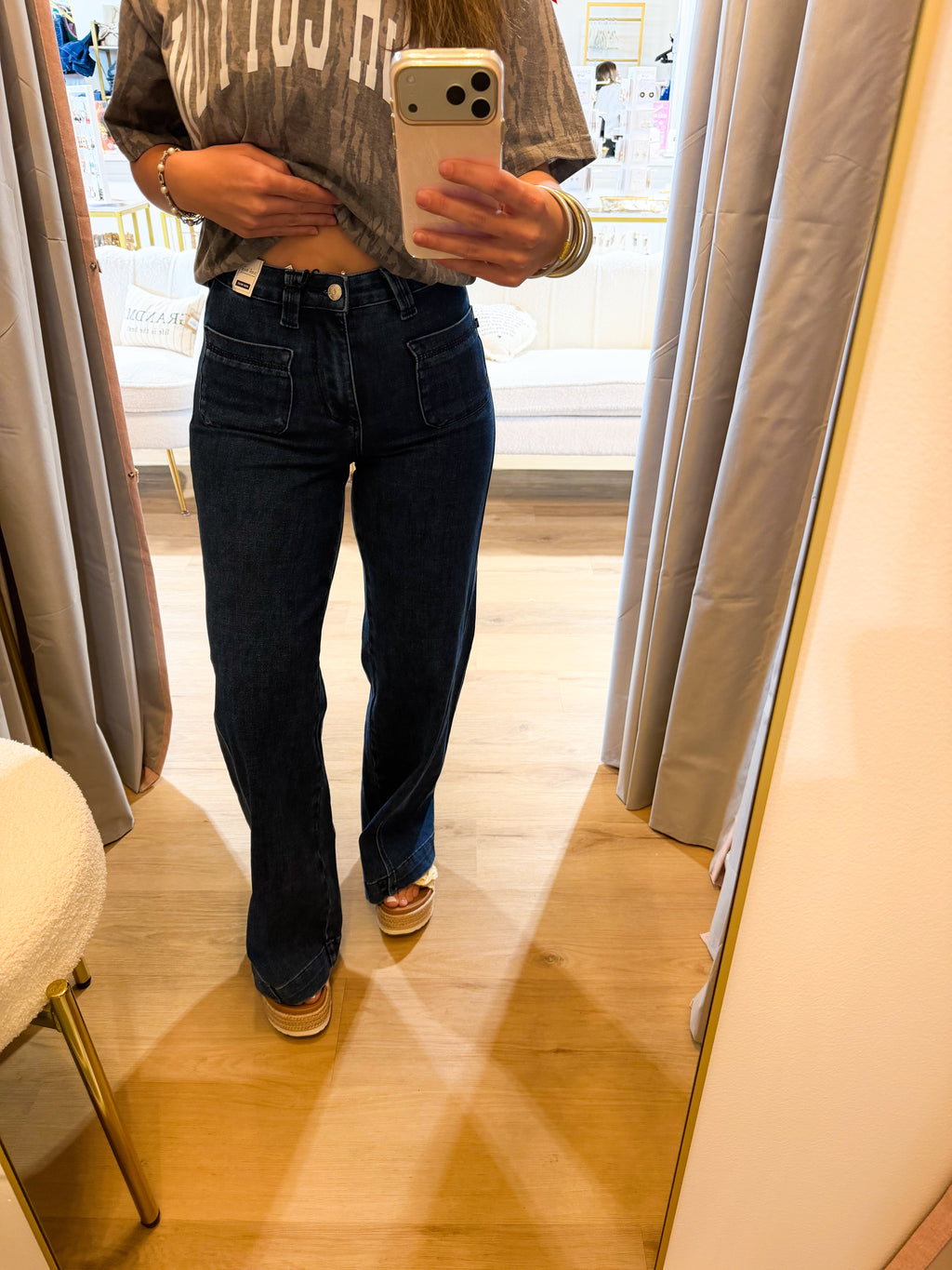 Judy Blue Jeans - HW Retro Wide w/ Patch Pkts & Twisted Seams