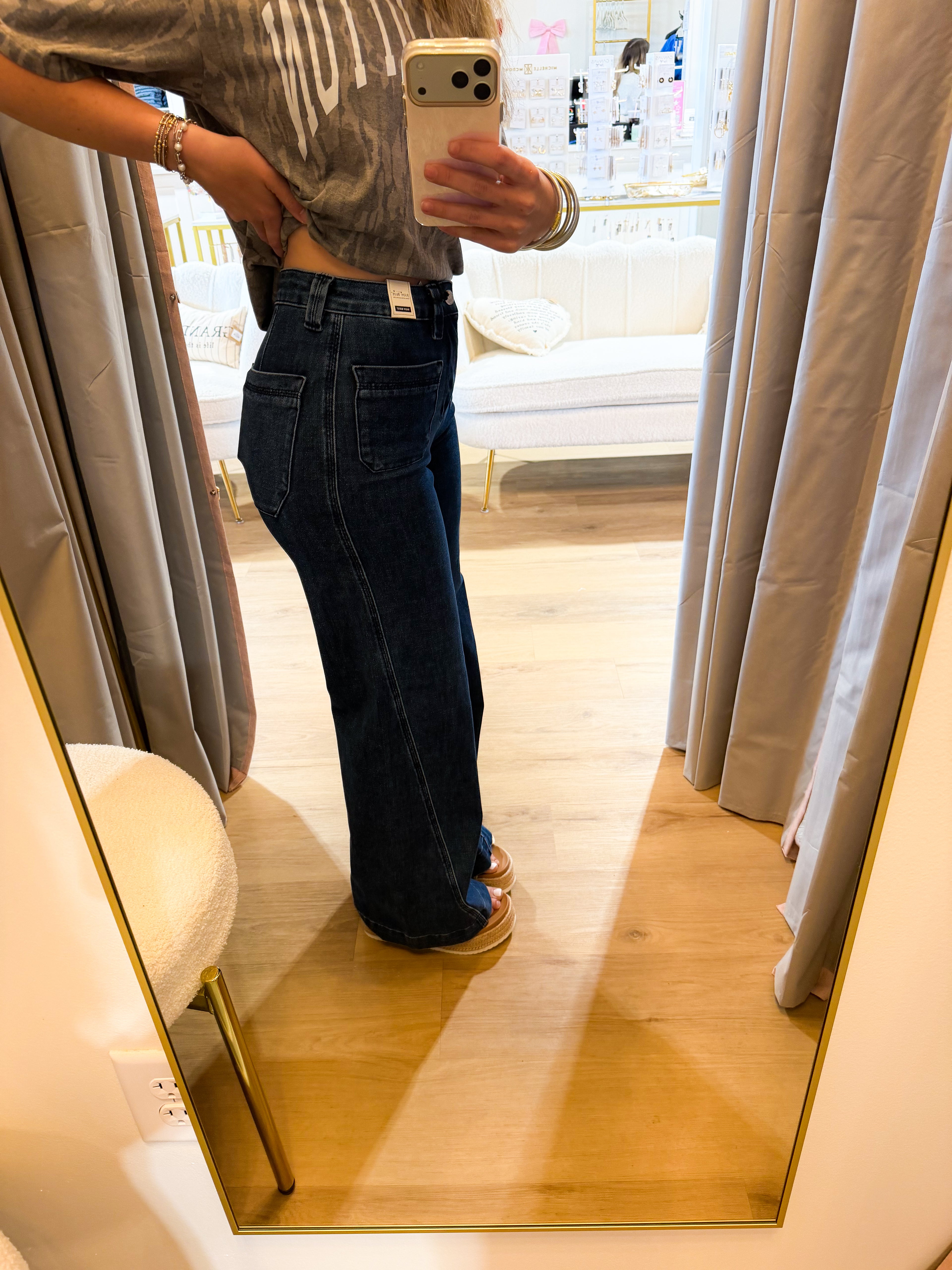 Judy Blue Jeans - HW Retro Wide w/ Patch Pkts & Twisted Seams