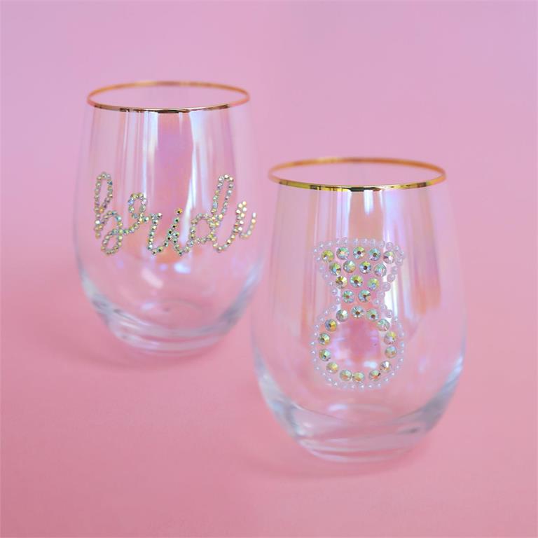 Stemless Wine Glass Bride Edition
