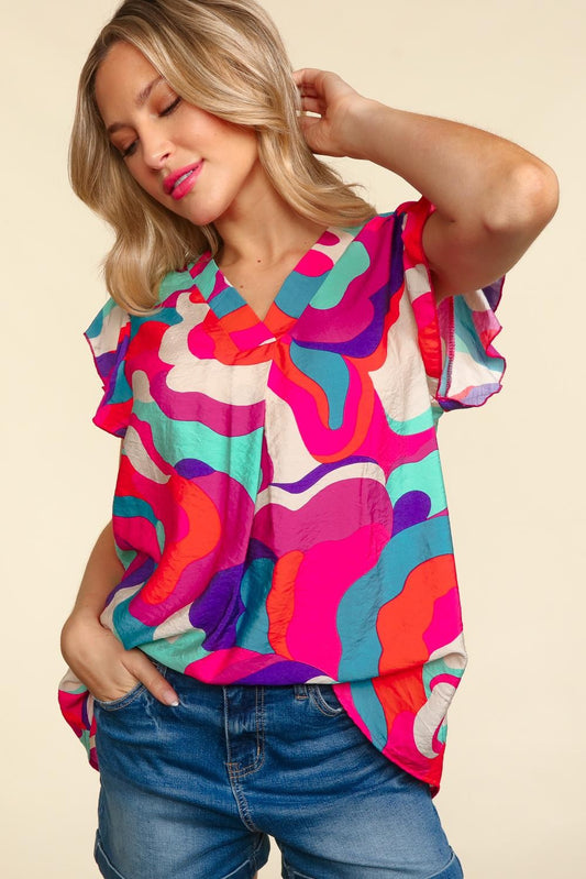 Bold Multi Color Abstract Top