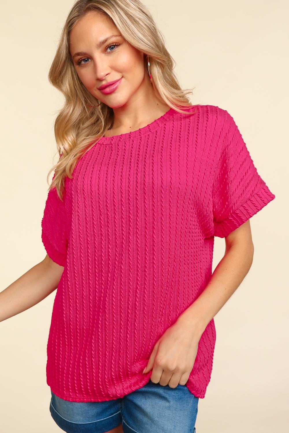 Solid Cable Knit Top