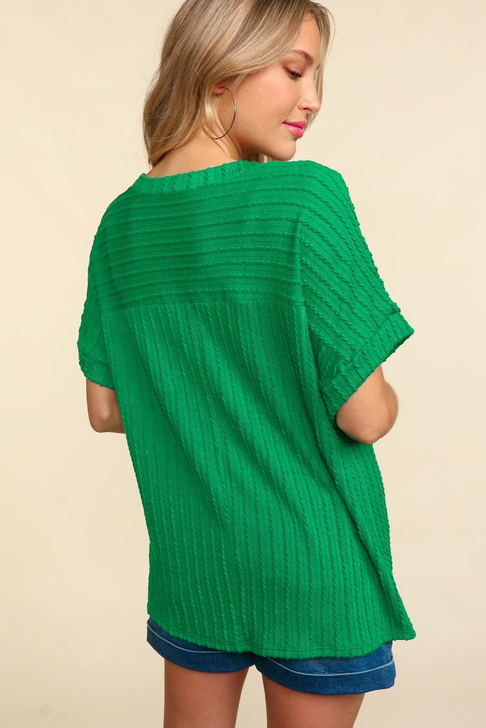 Solid Cable Knit Top