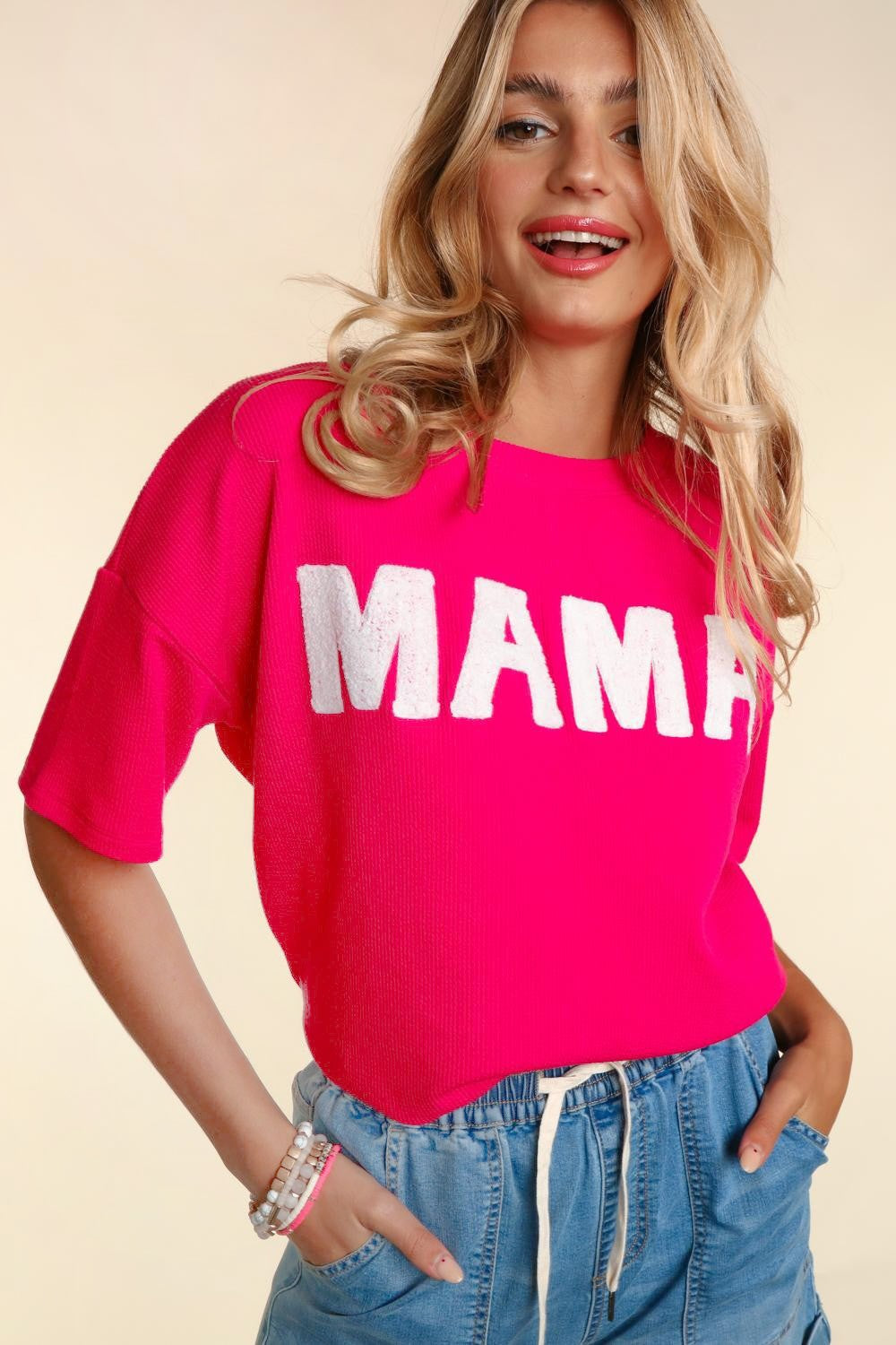 Mama Puffy Embroidery Top