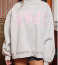 Grey WWJD Mock neck with Pink Stripes