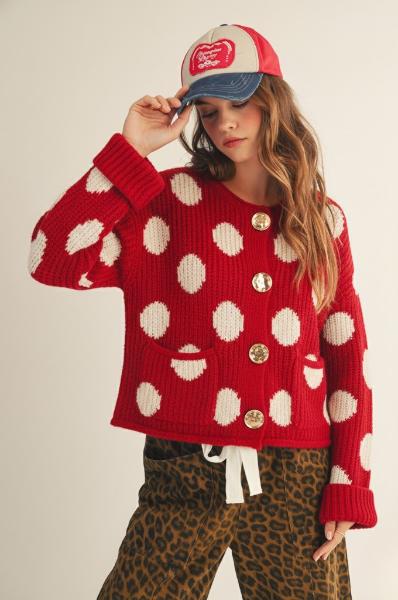 Polkadot Luxe Gold Button Cardigan