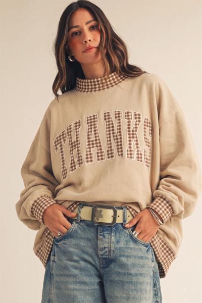 Vintage Thanks Gingham Pullover