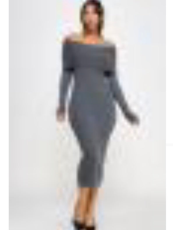Off Shoulder Midi Sweater Dress