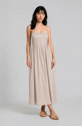PINTUCK DETAIL SPAGHETTI STRAP MIDI SUNDRESS
