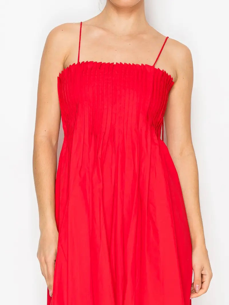 Smocked Pleated Front Mini Cami Dress
