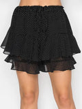 Pin Dot Print Ruffle Skort